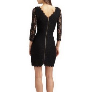 DVF black lace mini dress
